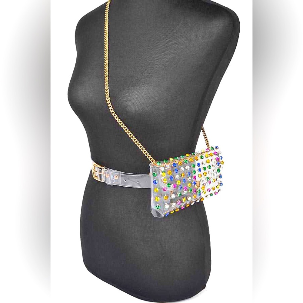 Plus Size Studded Clear Stadium Convertible Fanny Pack